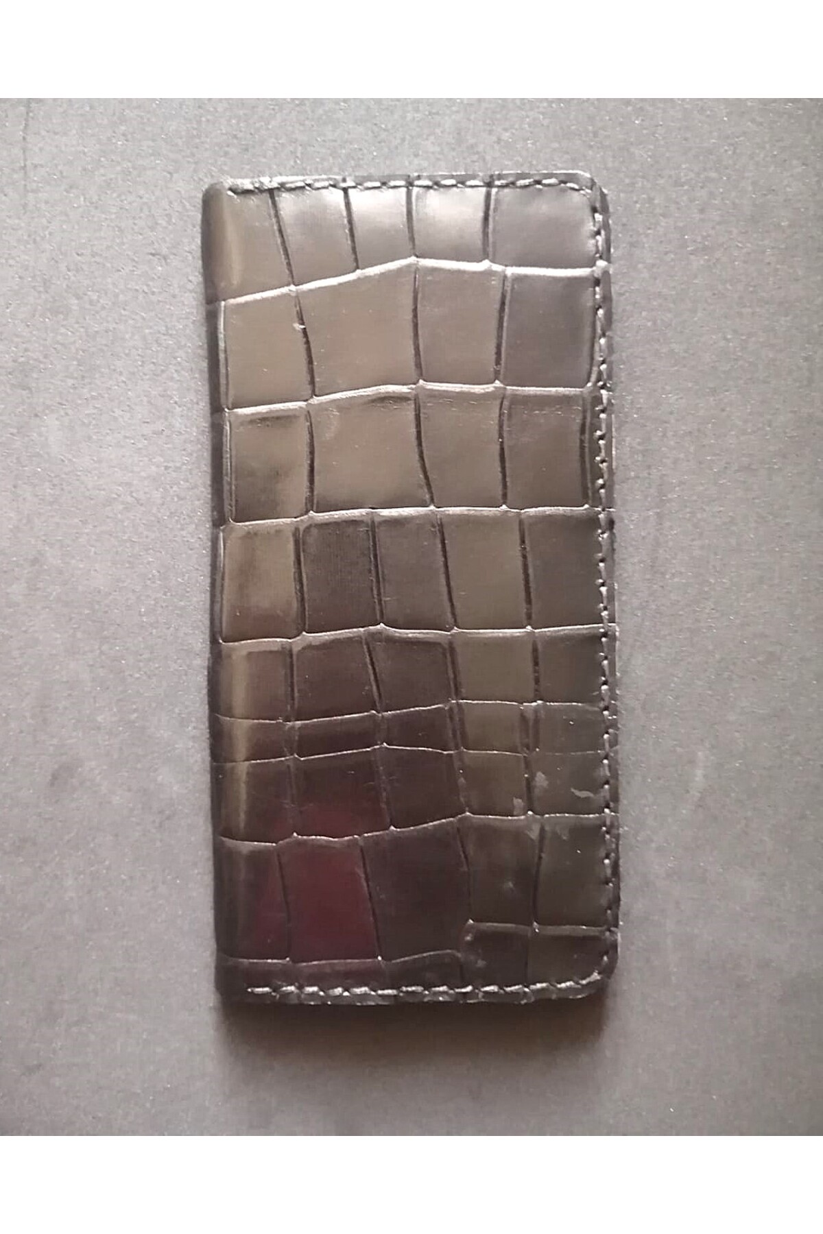 Large, Calf Leather, Used Wax Floss, Handmade Wallet, Closed: 9x19 cm, Open: 19x19 cm
