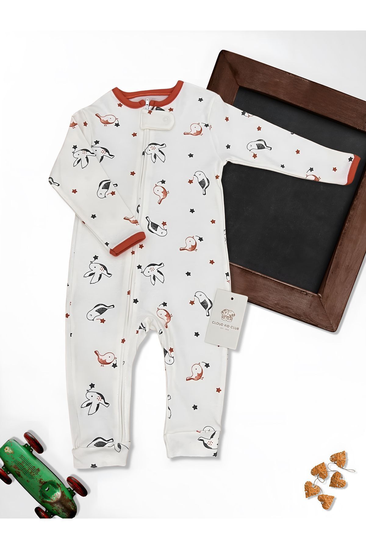 cloudkidclub Sevimli Kuş %100 Doğal Pamuk 3'lü Bebek Tulum  UNİSEX fotoğrafı 5 (önizleme)