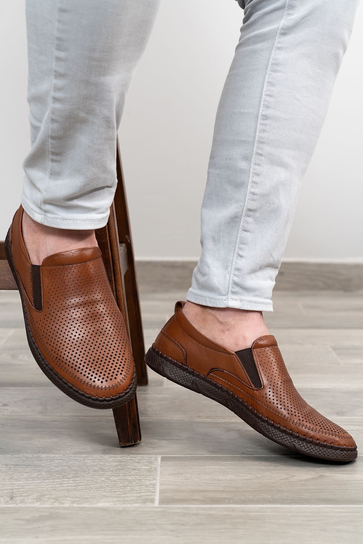 D&M DANİ&MARCA Erkek Hakiki Deri Ayakkabı, Günlük Ayakkabı, Yazlık Ayakkabı , Loafer Ayakkabı Taba Cilt görsel 2