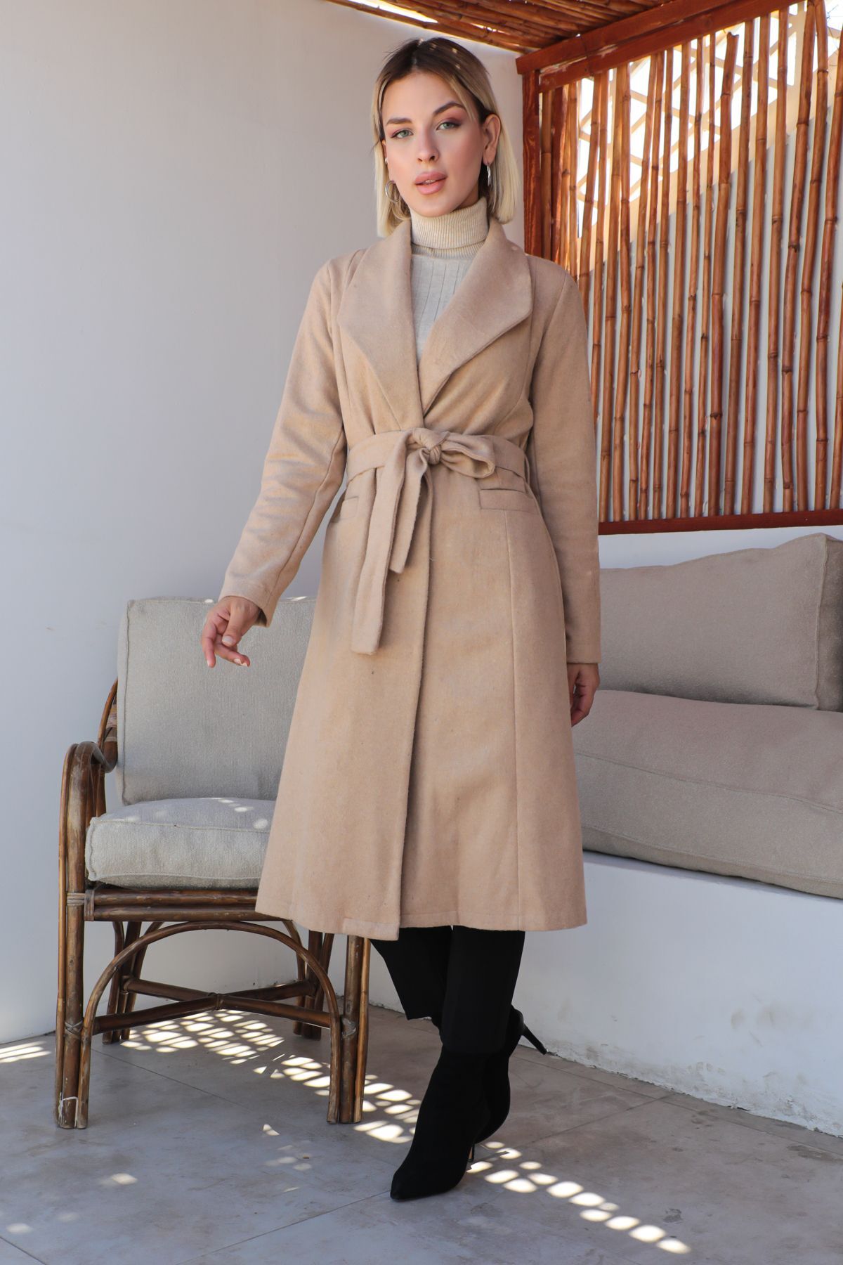 MARFİM  KAŞE PALTO - Görsel 5