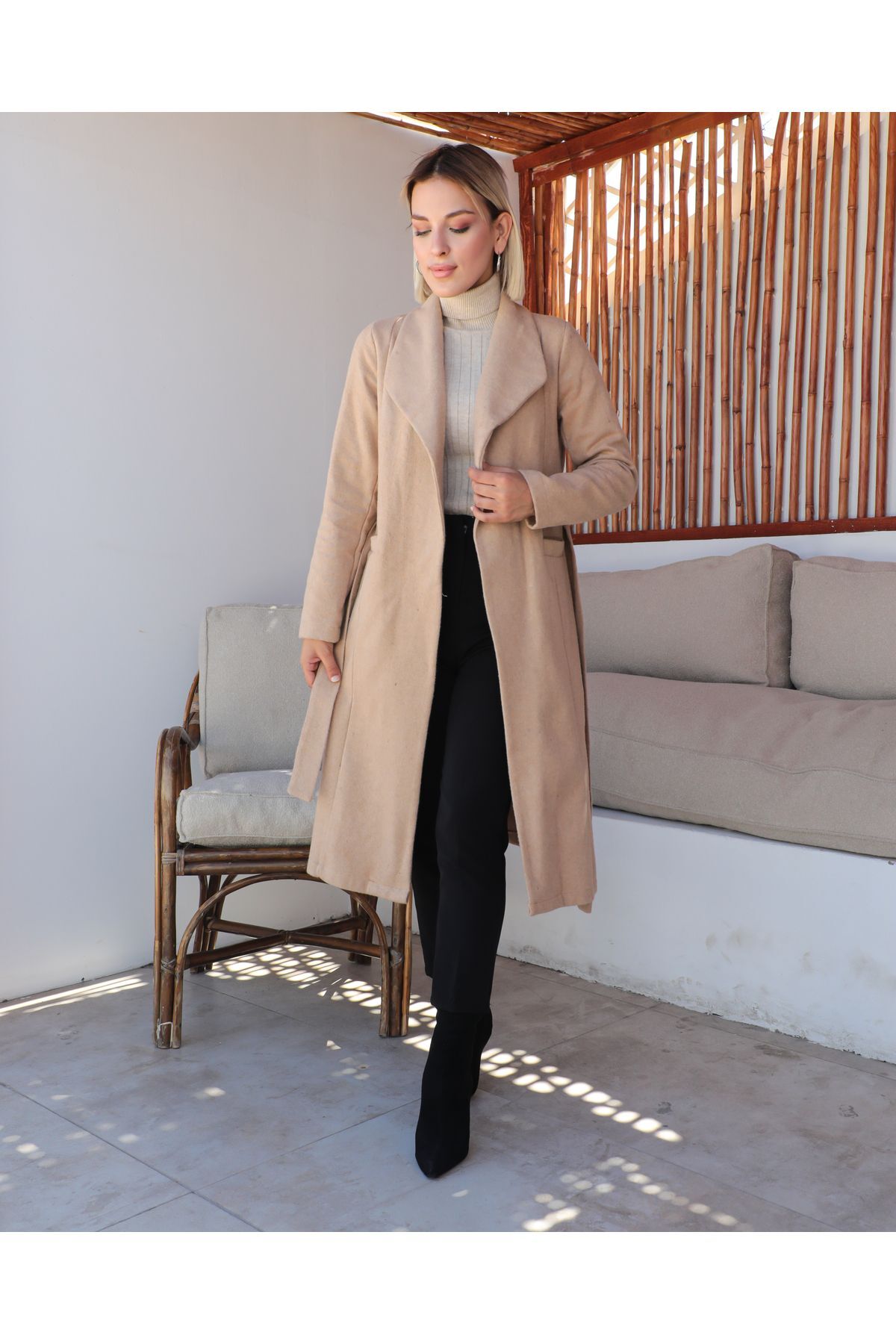 MARFİM  KAŞE PALTO - Görsel 2