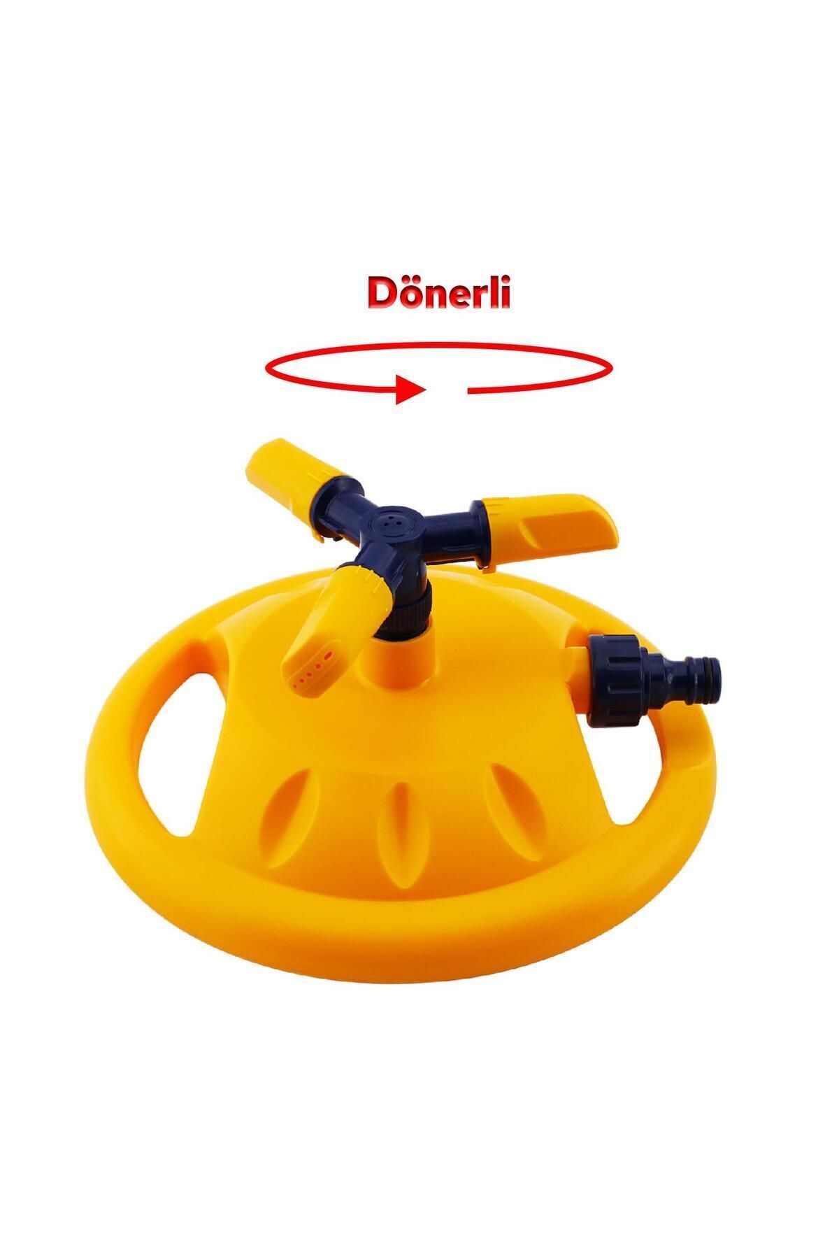 Tablalı Hareketli Su Tabancası Fıskiyesi 3 Kollu Dönerli Bahçe Çim Sulama Aparatı Plastik DY6013 3