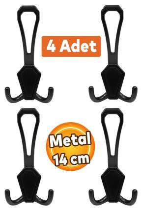 Badem10 4 Adet Villa Portmanto Askı Vestiyer Duvar Dolap Askısı Siyah Metal M...