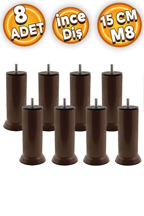 Badem10 Mobilya Kanepe Baza Koltuk Çekyat Yükseltme Ayağı Ince Diş M8 Kahve M...