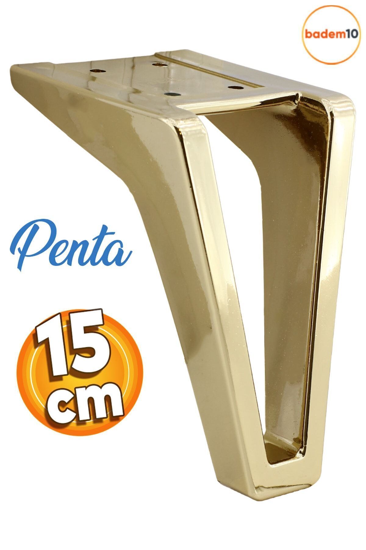 Badem10 Penta Lüks Mobilya Kanepe Sehpa Tv Ünitesi Koltuk Ayağı 15 Cm Altın Gold Baza Ayakları