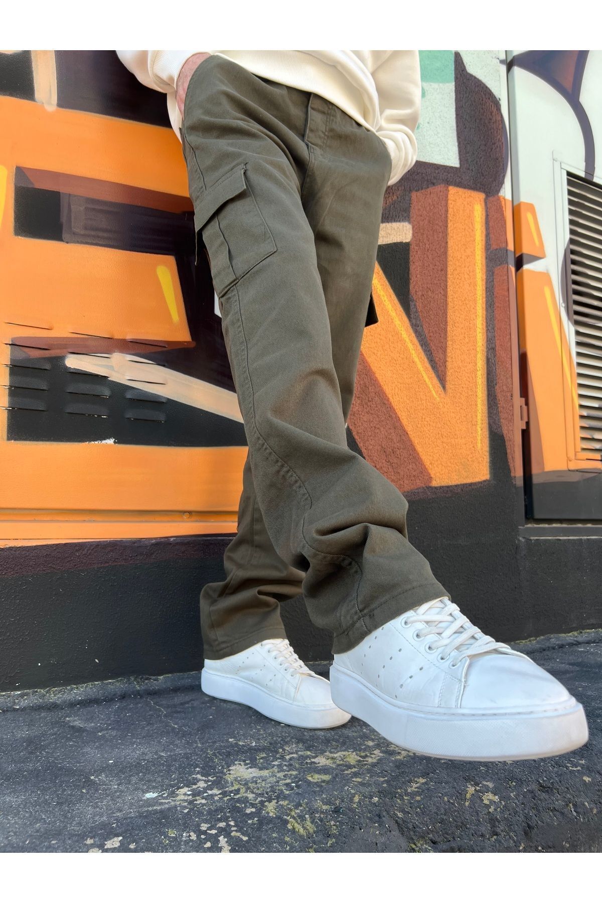 Erkek Kargo Cepli Gabardin Baggy Pantolon