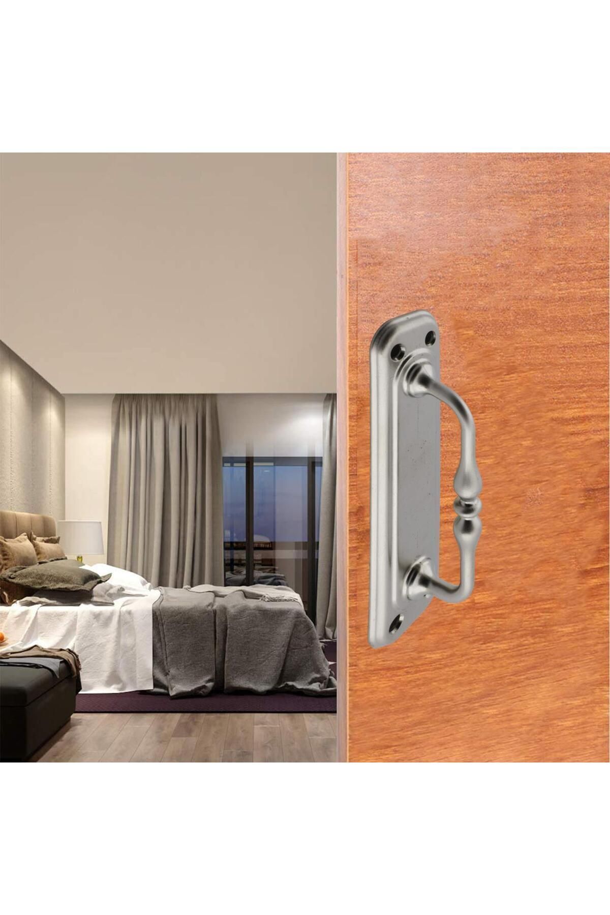 Badem10-Sliding Door Pull Handle Handle Handle Steel External Door Handle Handle Chrome 14.5 Cm 5