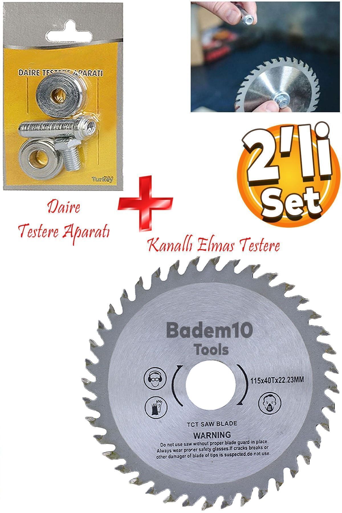 Badem10 Daire Testere Bıçağı Ağaç Odun Ahşap Sunta Kesme Testeresi 115mm 40 Diş Matkap Aparatı