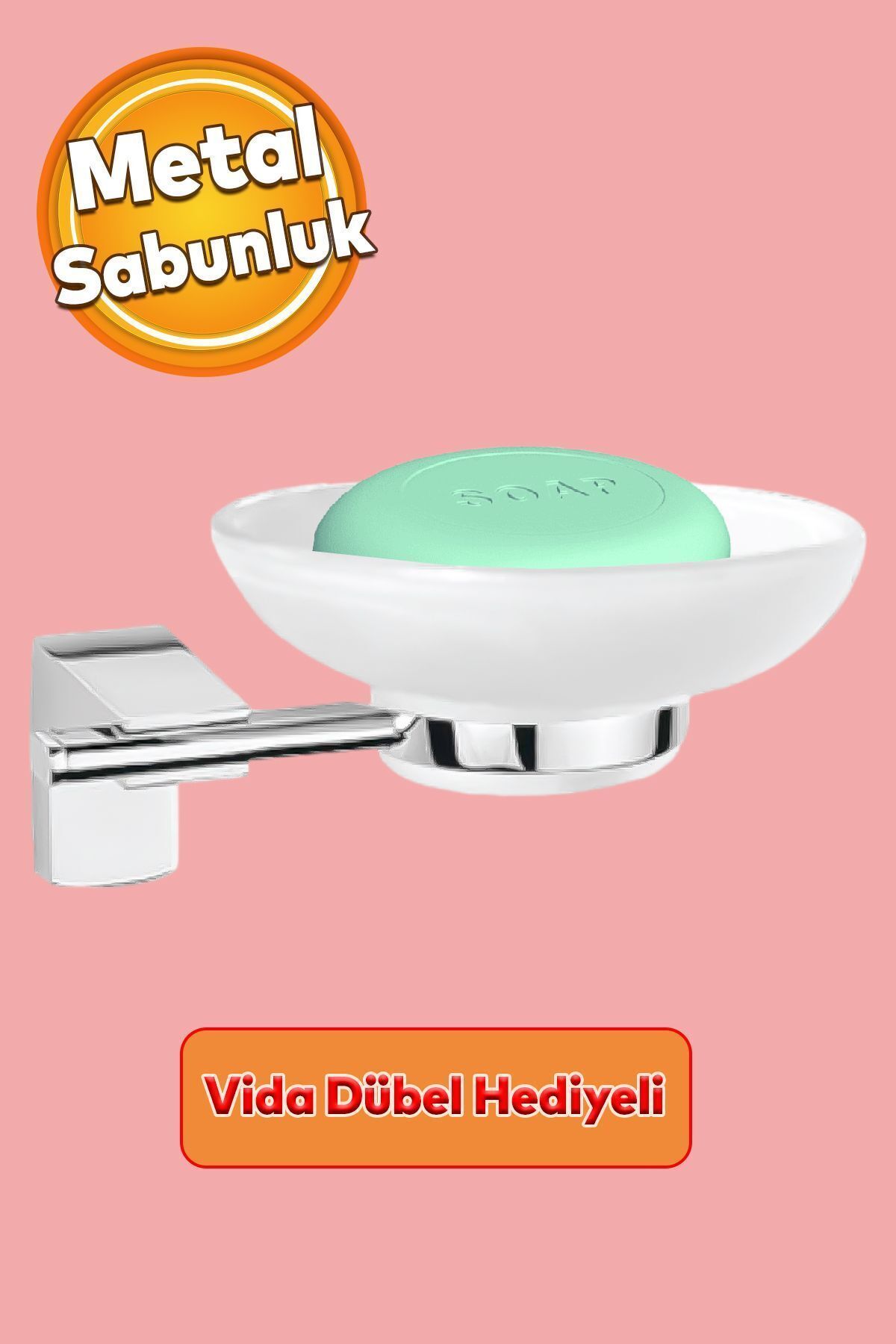 Badem10-Chiuvetă Baie WC Dozator de săpun metalic cu șurub Dozator de săpun solid Recipient de sticlă Dozator de săpun de mână Cristal 1