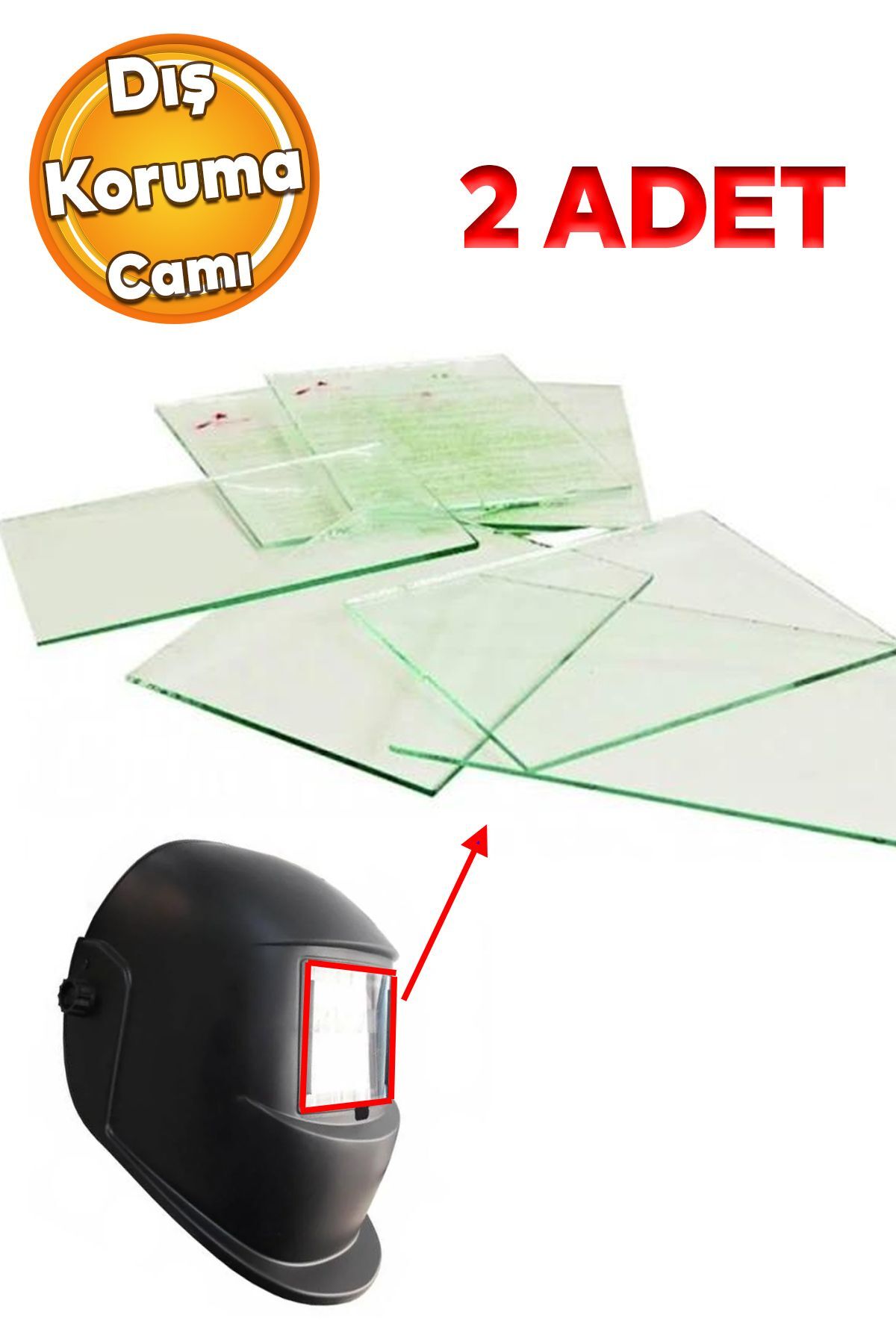 Badem10 Colormatik Kaynak Baş Maskesi Dış Camı 114x9 mm El Tipi Kaynak Maske Yedek Cam 2 Adet