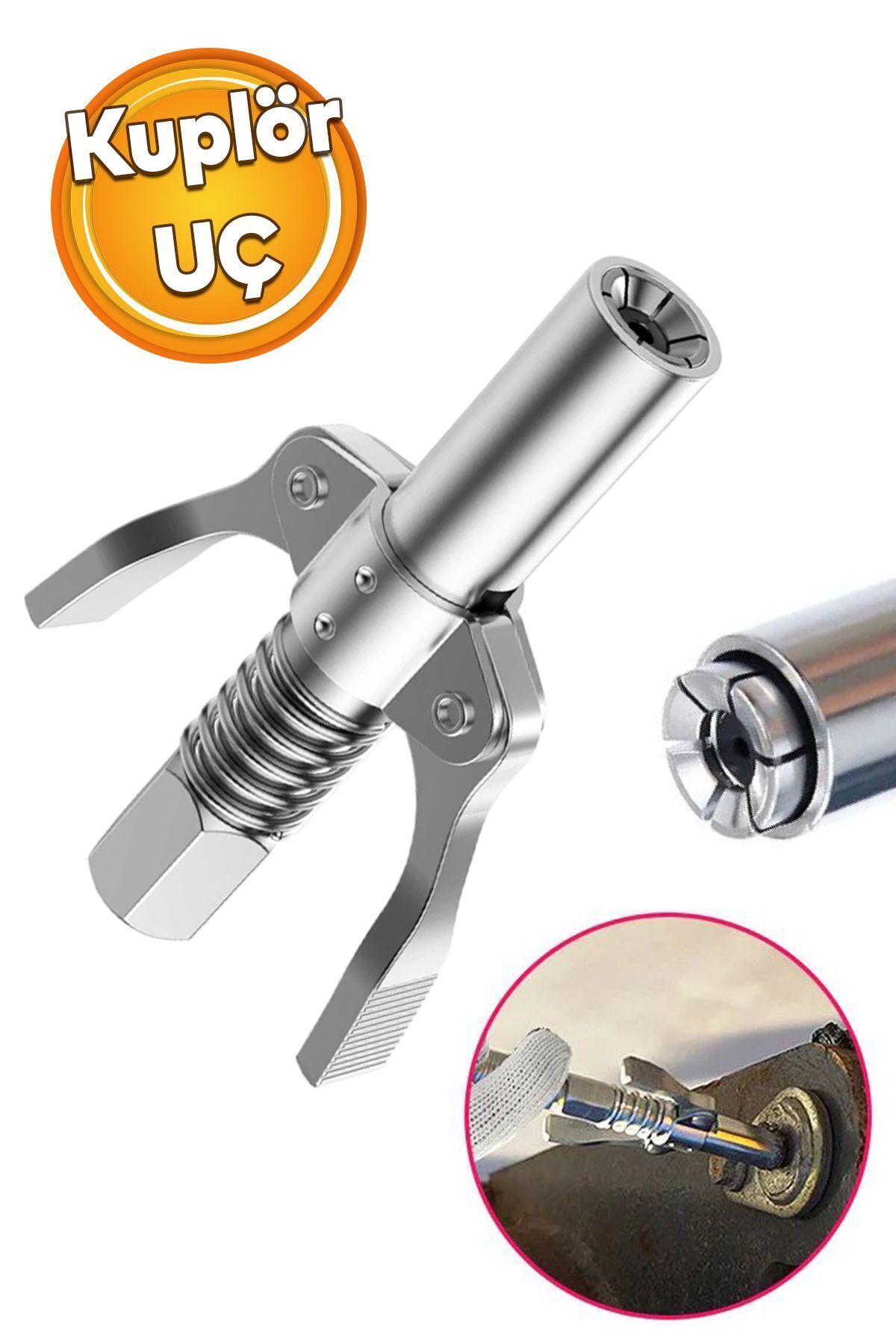 Badem10 Mandallı Gres Pompası Ucu Memesi El Tipi Manuel Yağlama Bakım Gres Tabancası Kuplörü 9 cm Uç