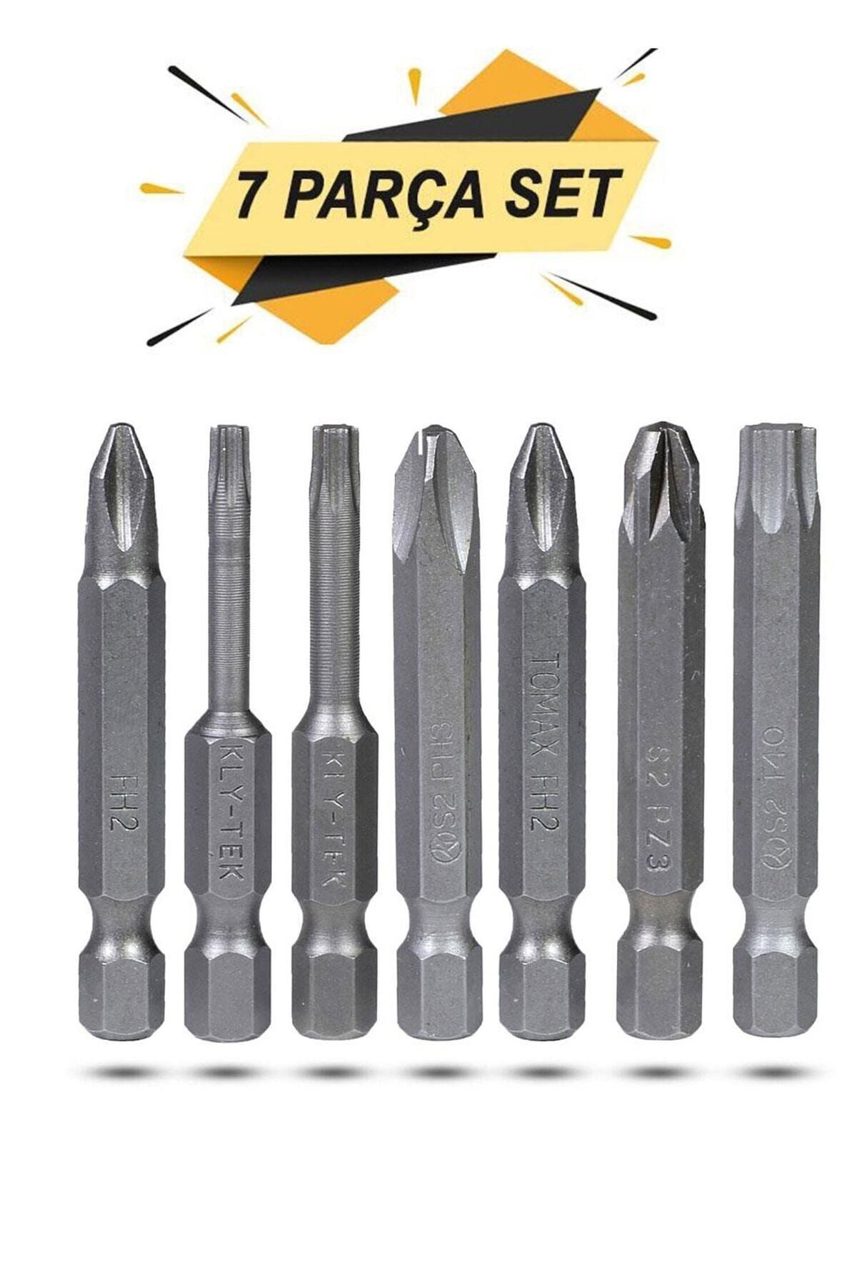 Klytek Matkap Bits Ucu Seti Vidalama Uçları Düz Yıldız Torx Ph-pz 50 Mm Uç (7 PARÇA)