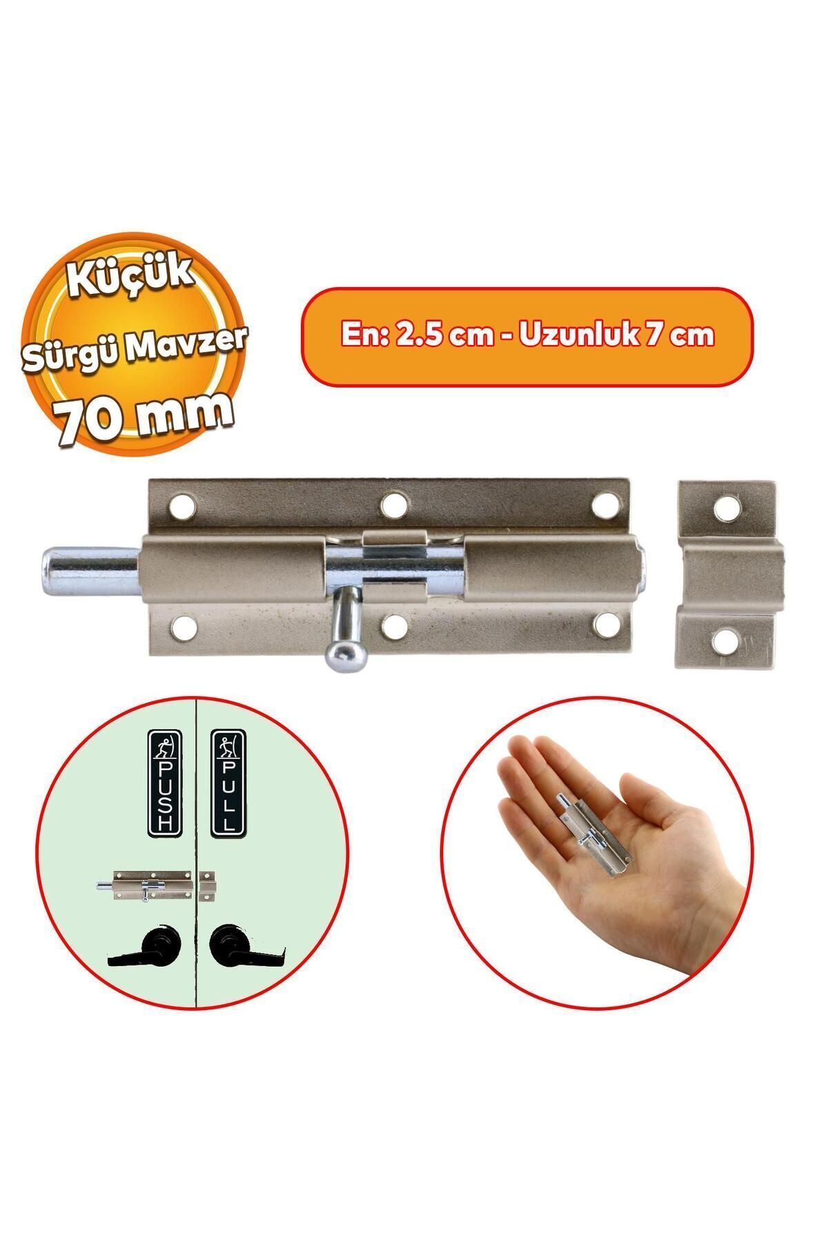 Badem10 Küçük Mavzer Sürgü Sürgülü Sürgüsü Kilit Saten 25x70 mm