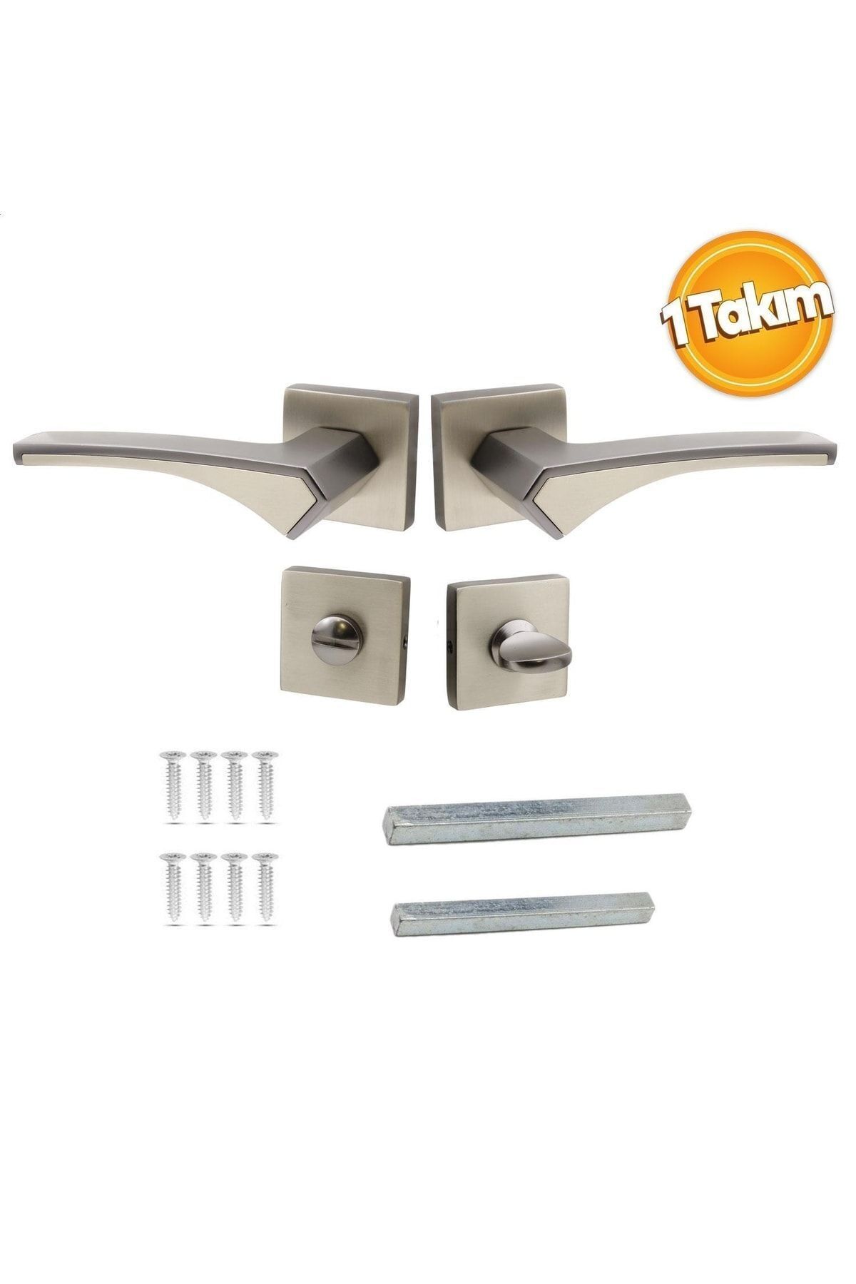 Badem10-Merve Square Rosette Bathroom-Wc Door Handle - Suitable for Left and Right, Anthracite Satin 2