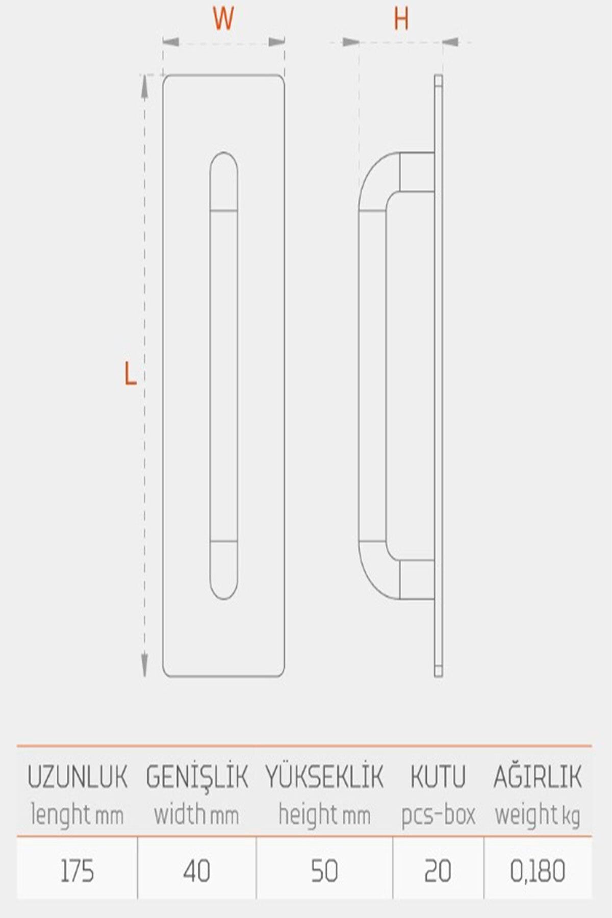 Badem10-Elif Sliding Door Pull Handle Handle Handle Steel External Door Handle Handle Chrome 17.5 Cm 6