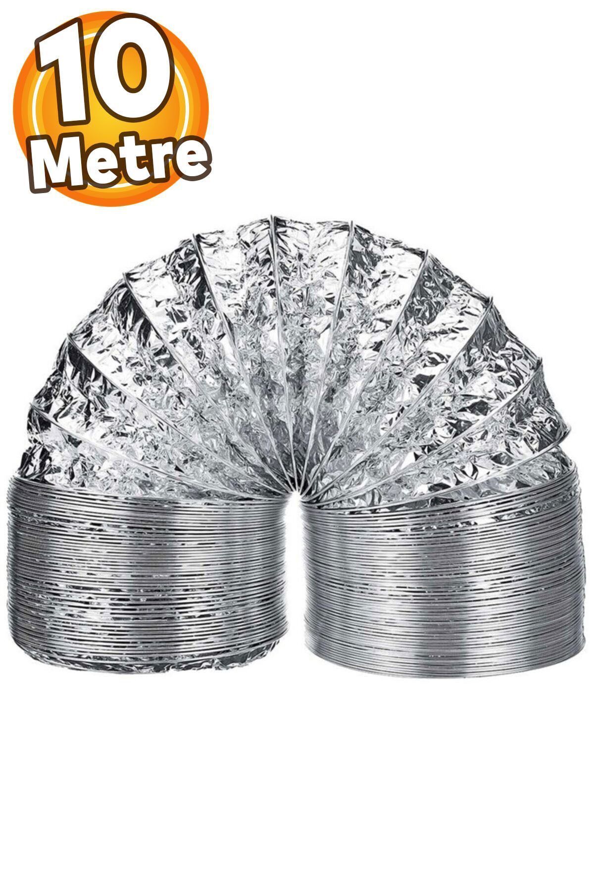 Badem10 Aspiratör Davlumbaz Borusu 10 Metre Telli Kopmayan Baca Flexible Alüminyum Havalandırma Borusu