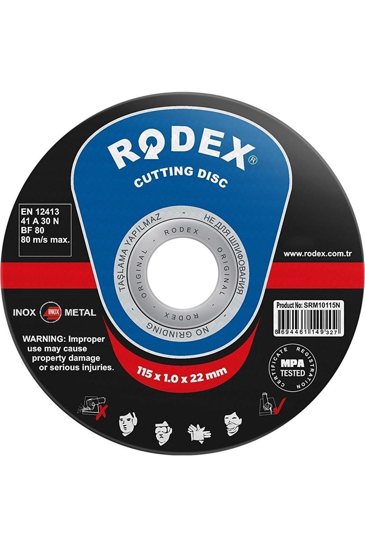 Rodex Spiral Grinding Inox Metal Cutter Stone Disc 115x1 Mm (50 Pieces)