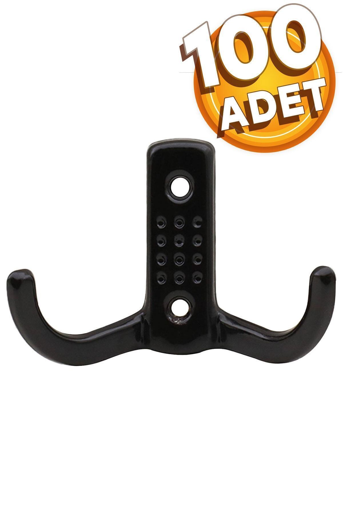 Badem10 Noktalı Vestiyer Portmanto Duvar Askısı Dolap Elbise Askılığı Siyah Metal Askı Askılık (100 ADET).