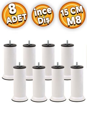 Badem10 Mobilya Kanepe Baza Koltuk Çekyat Yükseltme Ayağı Ince Diş M8 Beyaz M...