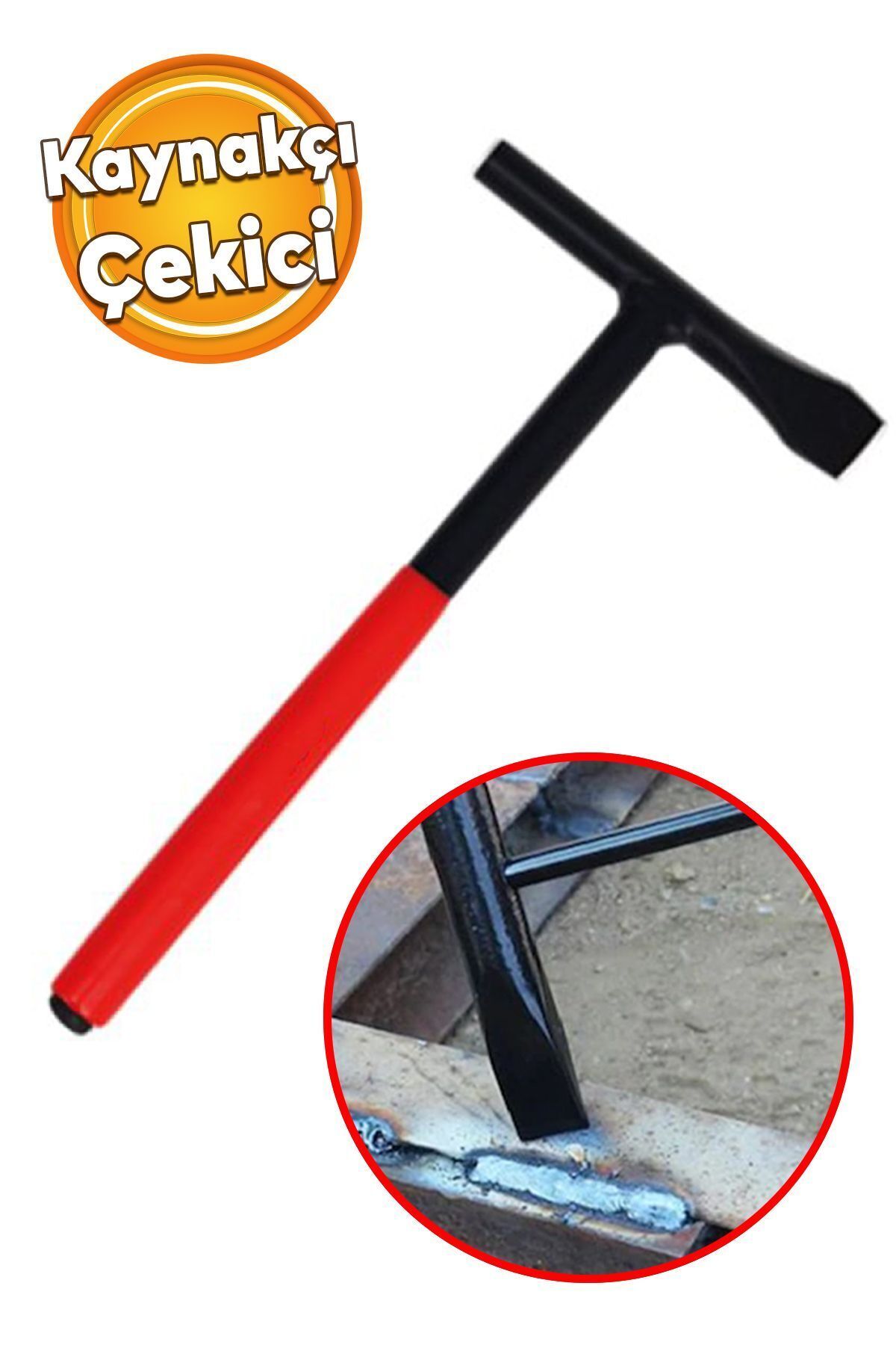 Badem10 Metal Kaynak Cüruf Çekiç Çapak Alma Temizleme Kaynakçı Çekici Düz Kaski Uçlu Paslanmaz Demir