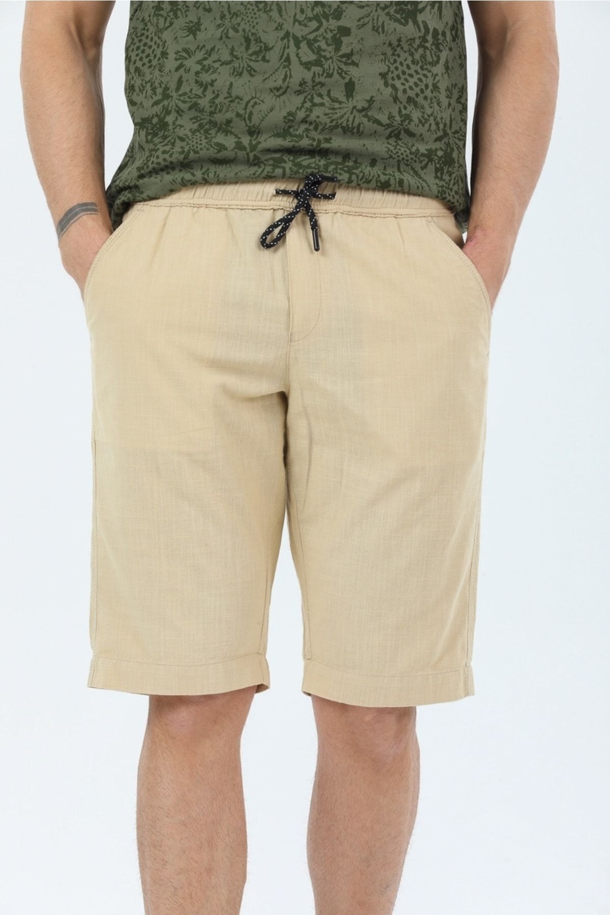 وایز شلوارک کاپری نخی مردانه کمر بسته