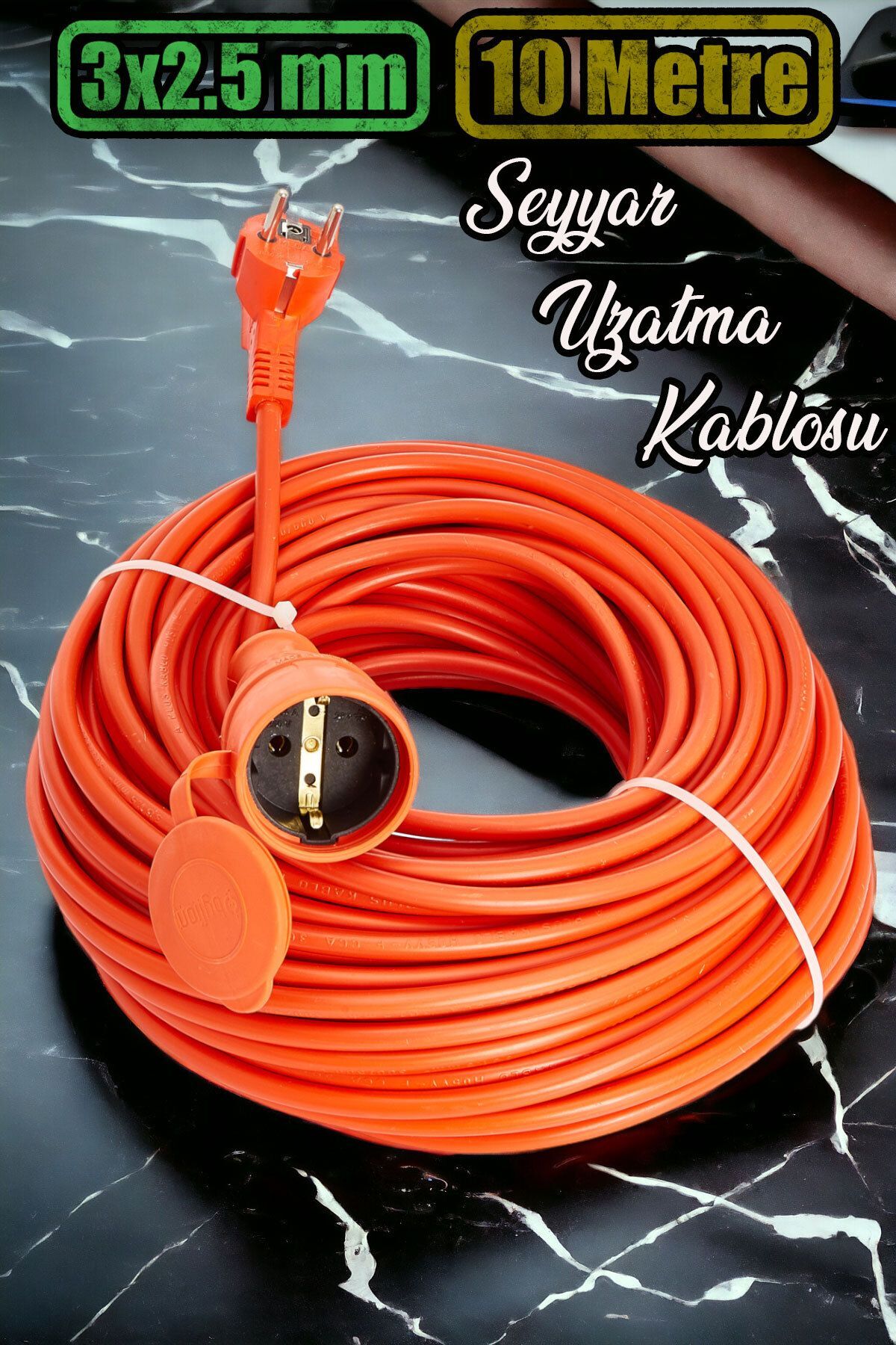 Badem10 Cca Kablolu Seyyar Uzatma Kablosu 3x2.5 Mm 10 Metre