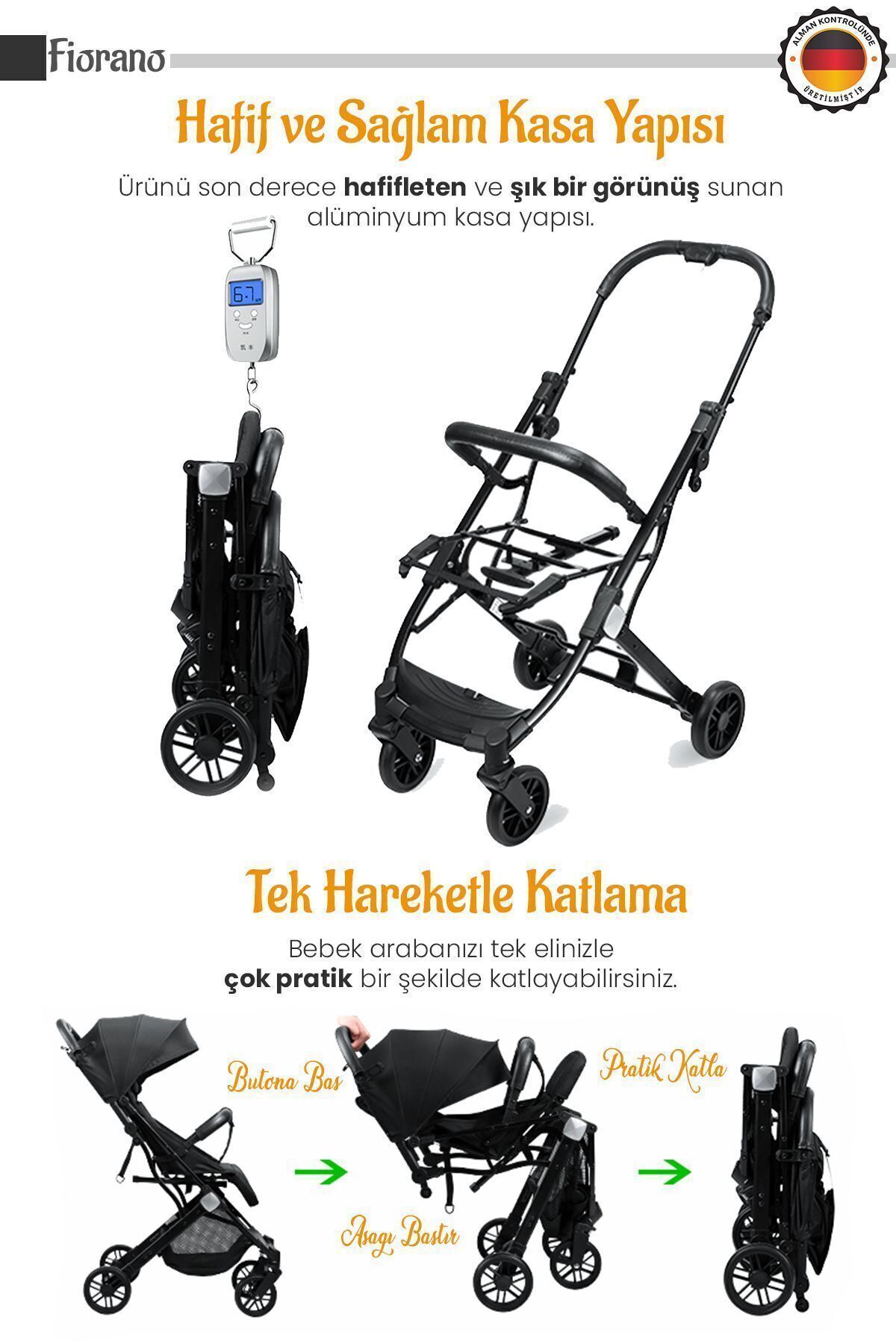 LORELLİ Fiorano Kabin Boy Bebek Arabası - Dolphin Grey fotoğrafı 3 (önizleme)