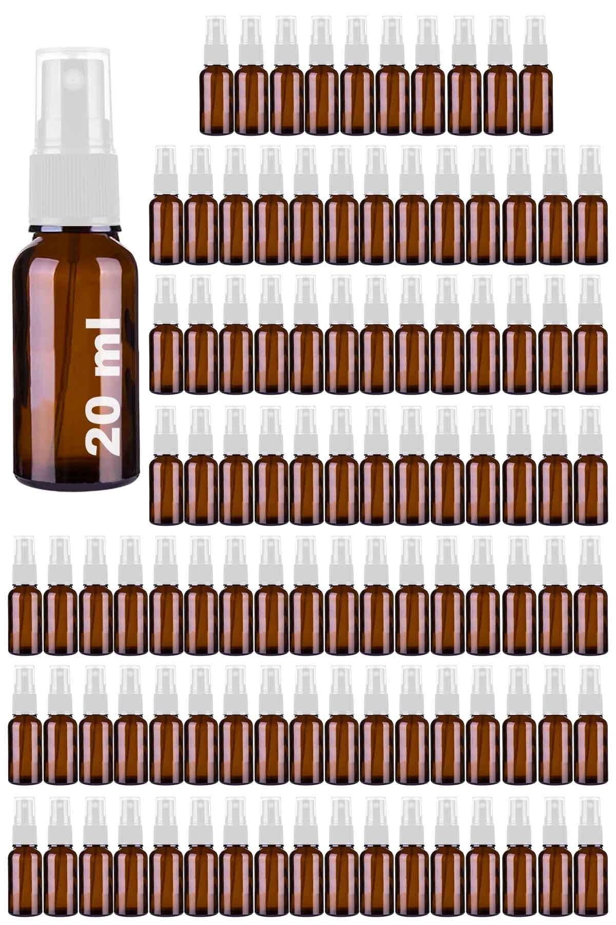 20 ml White Spray with Amber Lid 20 Cc Spray Cologne Disinfectant Brown Glass Bottle 100 pcs