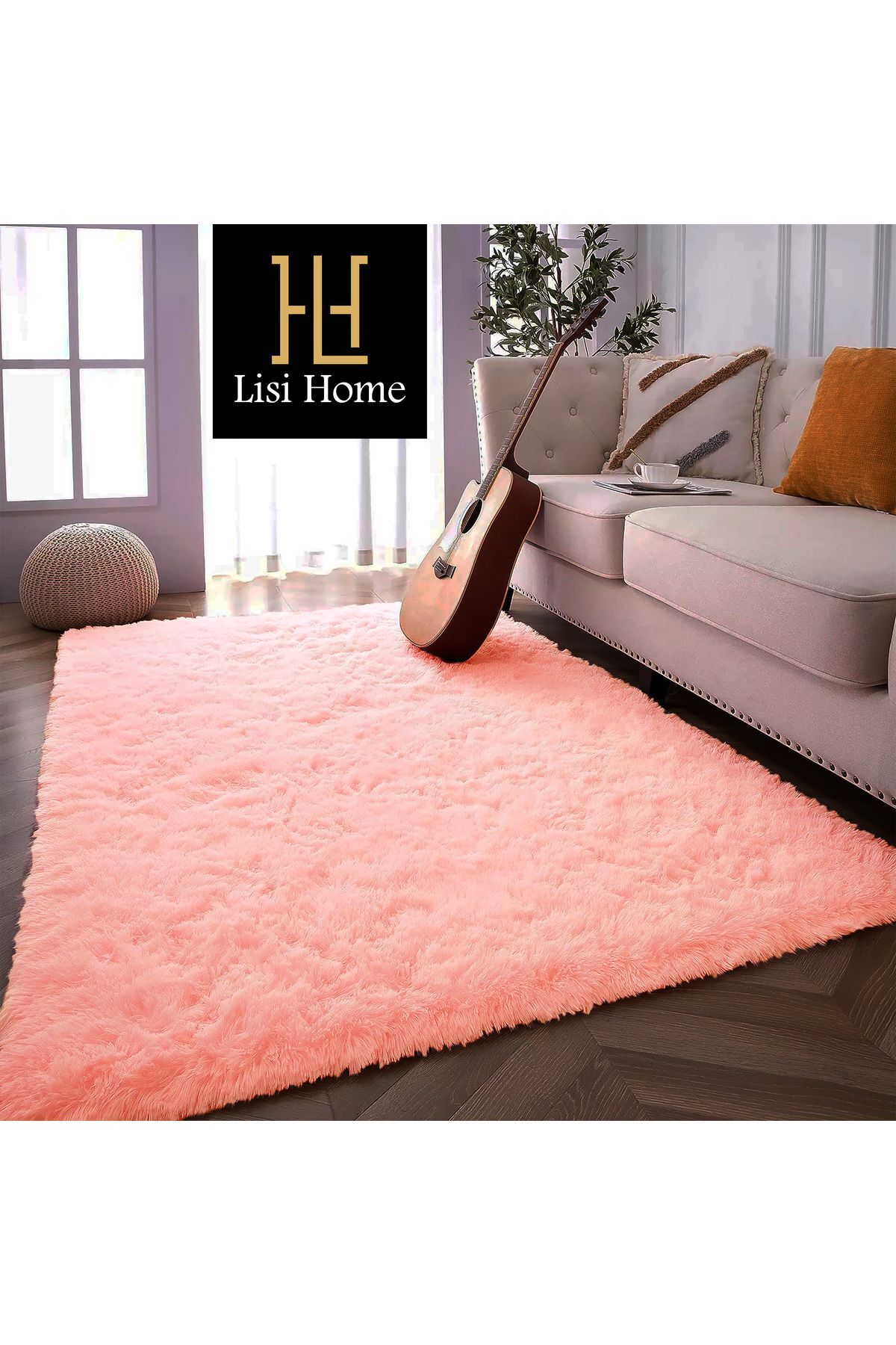 Post Plush Washable Soft Anti-Slip Dot Base Antibacterial Living Room Corridor Children's Rug Pink