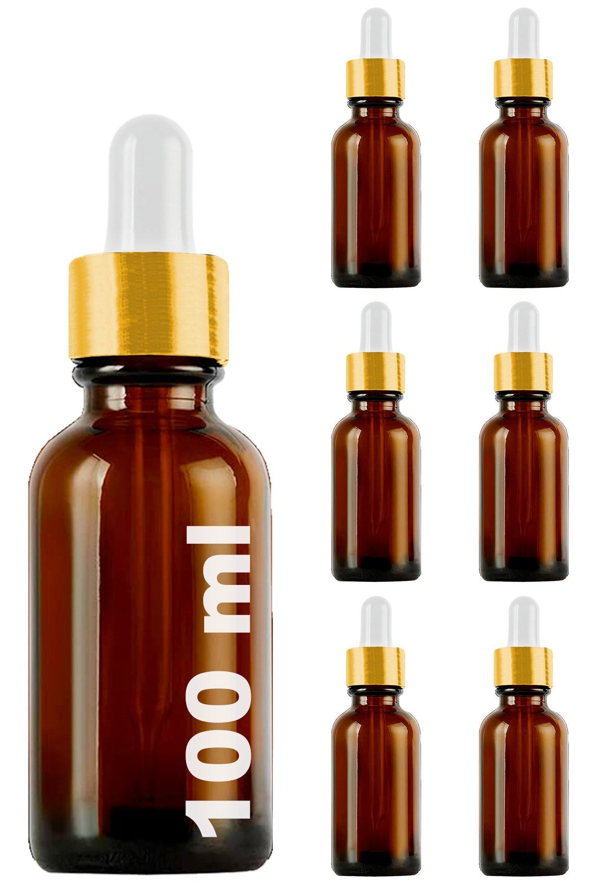 100 ml Amber Glass Dropper Serum Bottle 100 Cc Gold Brown Dropper Glass Bottle with Metal Lid 6 pcs