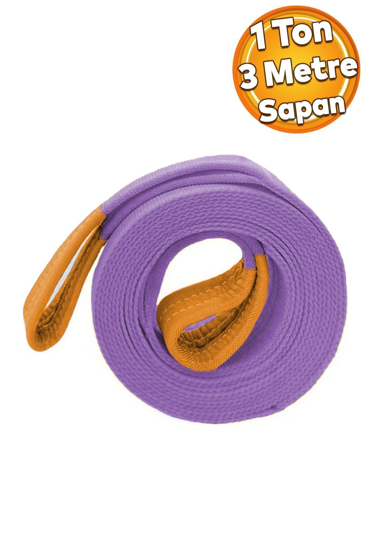 Badem10 Sapan Lila Renk Polyester Spanzet 1 Ton 3 Metre Sağlam Yük Kaldırma Taşıma İndirme Halat