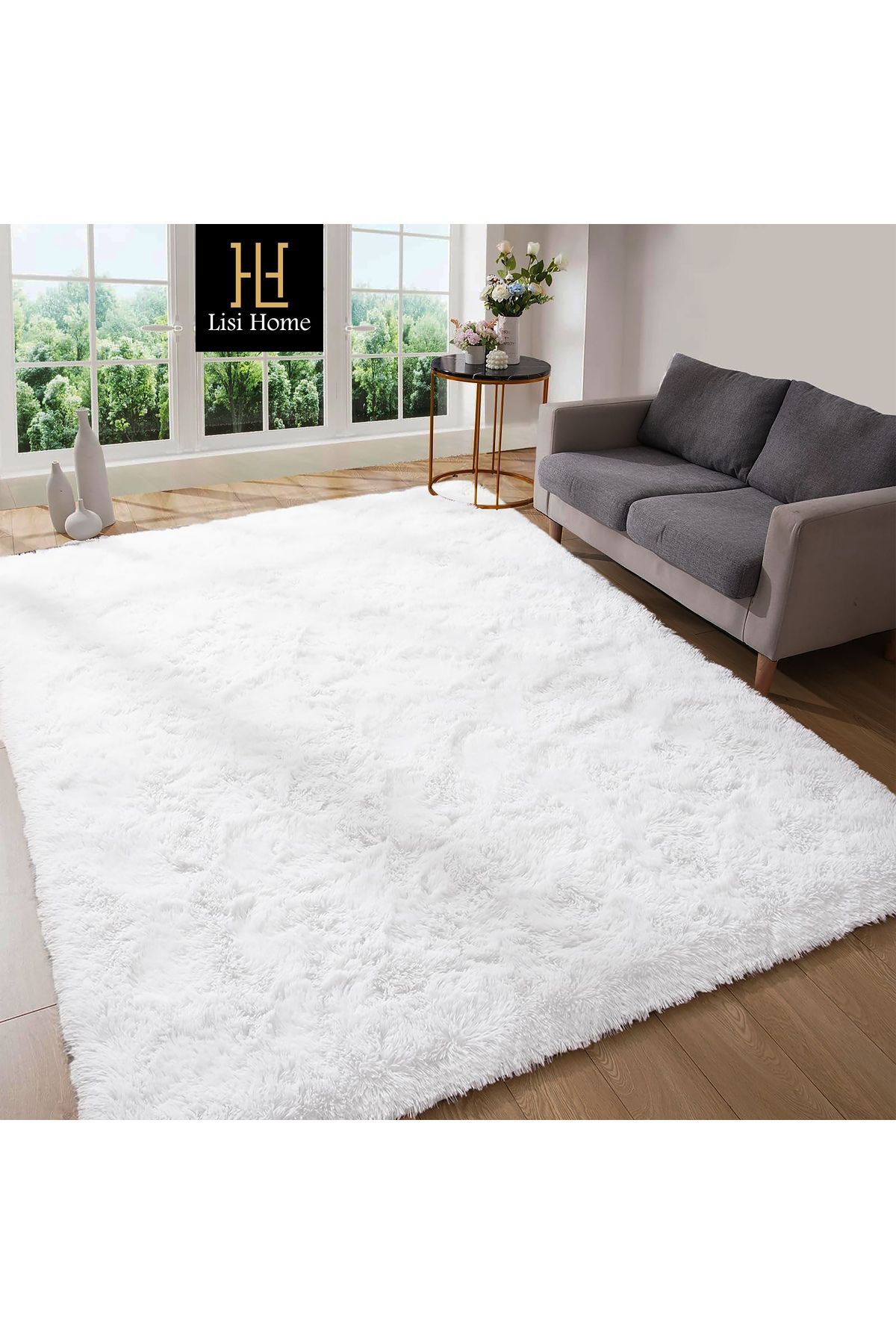 Post Plush Washable Soft Anti-Slip Dot Base Antibacterial Hallway Children's Rug White