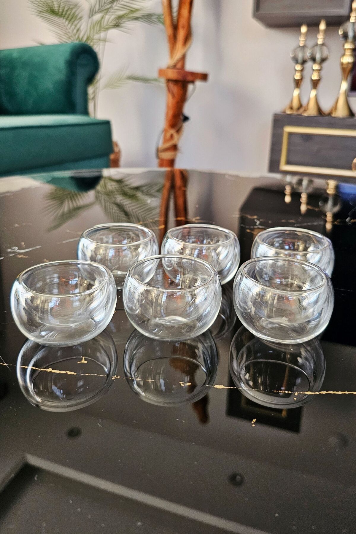 6 lı Çift Cidarlı Kahve Yanı Lokumluk Şekerlik | Mini Lokumluk Drajelik | Reçellik Sunumluk