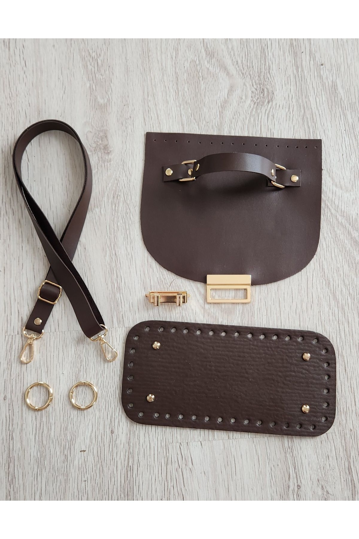 Genel Markalar ÖRGÜ ÇANTA DERİ KİTİ ( KAPAK+ ASKI + 2 HALKA +TABAN)