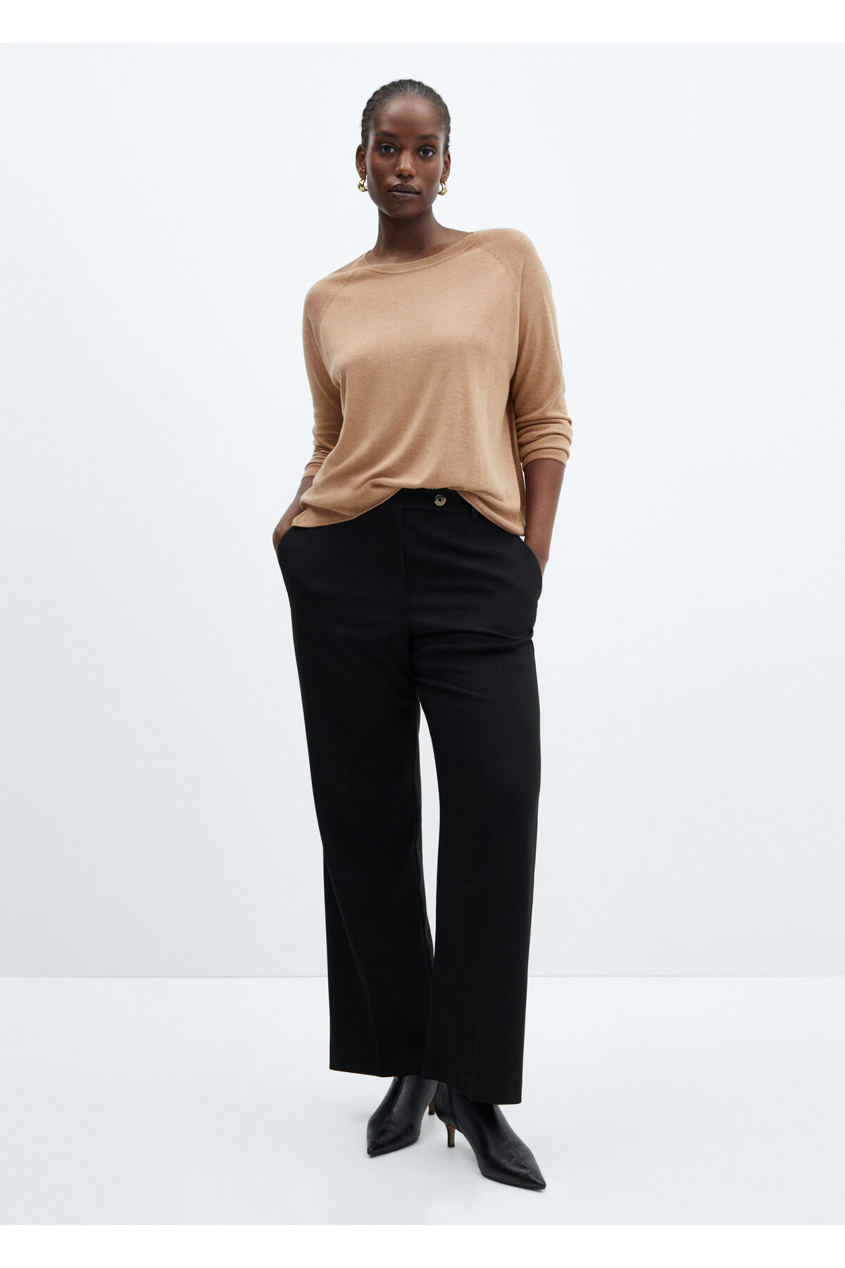 بافت و پلیور زنانه قهوه ای منگوMANGO | 67100463 اورجینال - تصویر 7