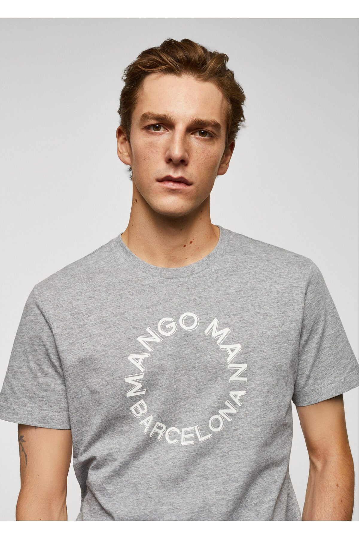 تیشرت MANGO Man مردانه خاکستری فلزی 57031176 اورجینال - تصویر 3