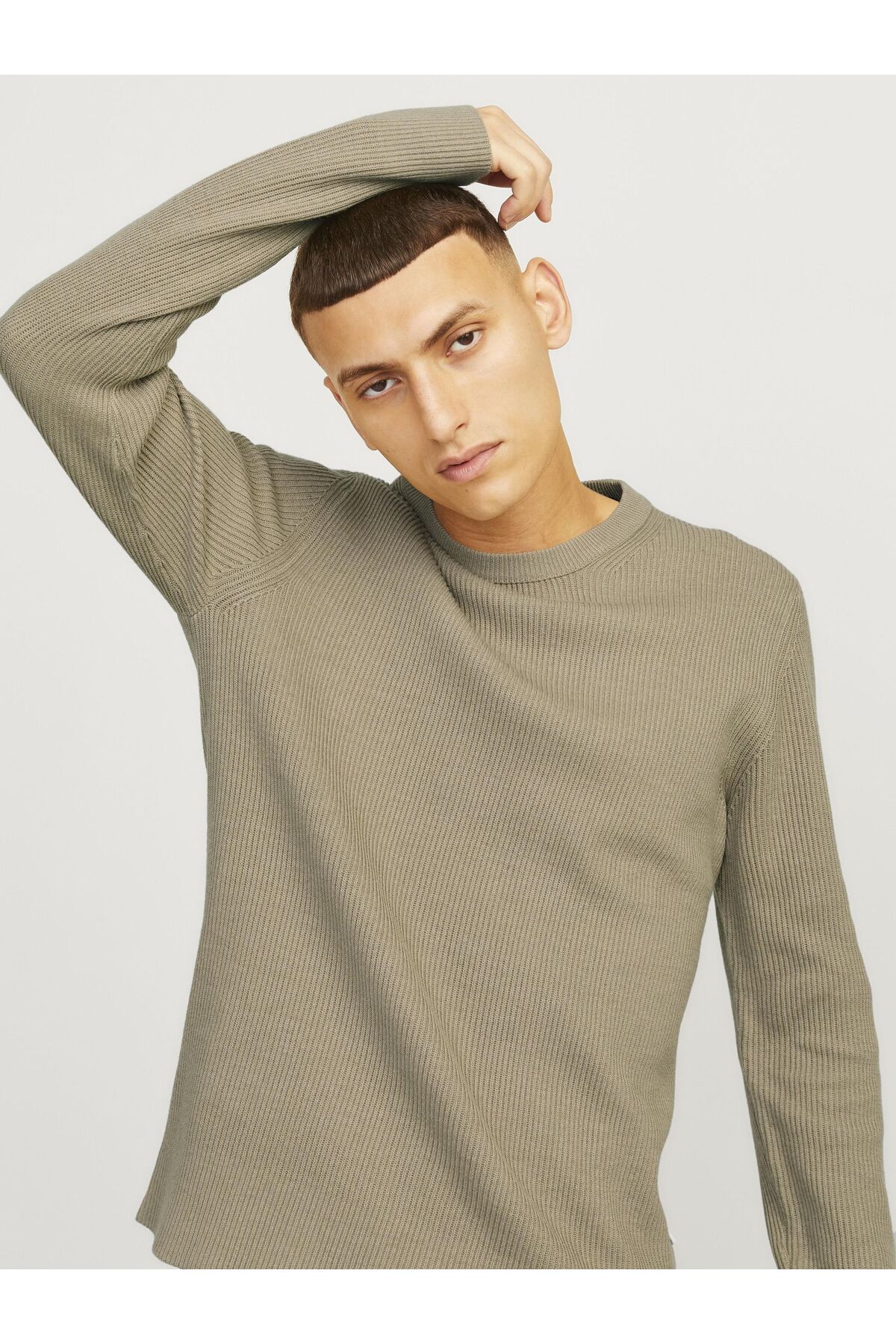 بافت و پلیور مردانه خاکستری Jack & Jones | 12257771 اورجینال - تصویر 7
