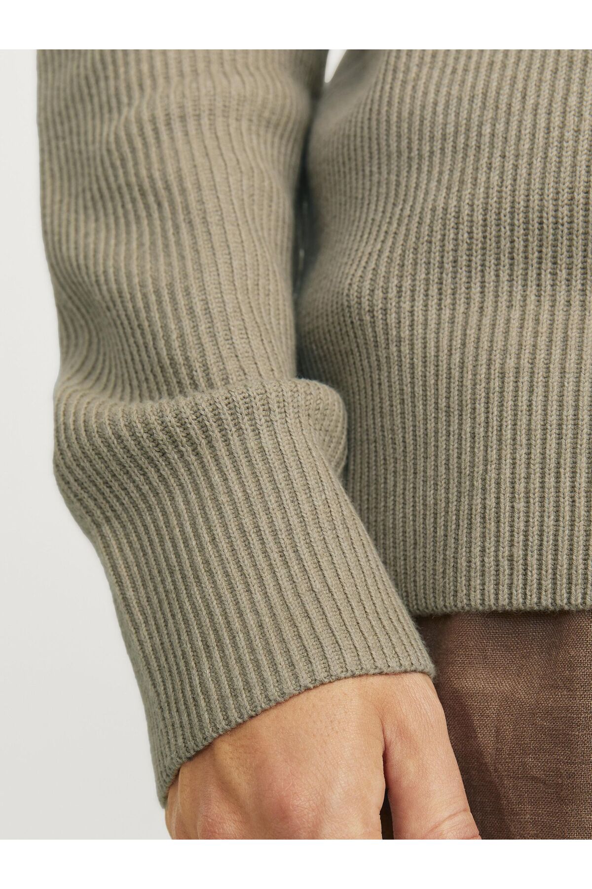 بافت و پلیور مردانه خاکستری Jack & Jones | 12257771 اورجینال - تصویر 5