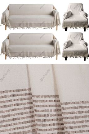 Bumedo Buldan Işi Kolları Örten Tekli Ve Üçlü Pamuk Dokuma Çekyat Koltuk Örtü...