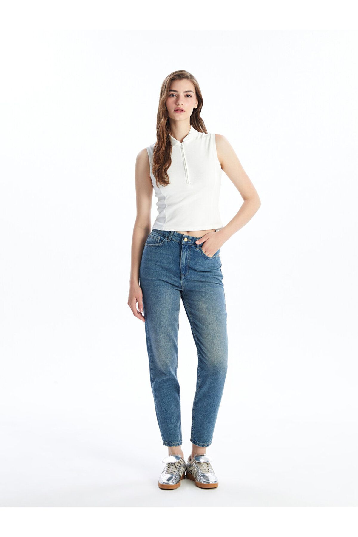 LC Waikiki Damskie Spodnie Jeansowe – Mom Fit Kobieta - 26