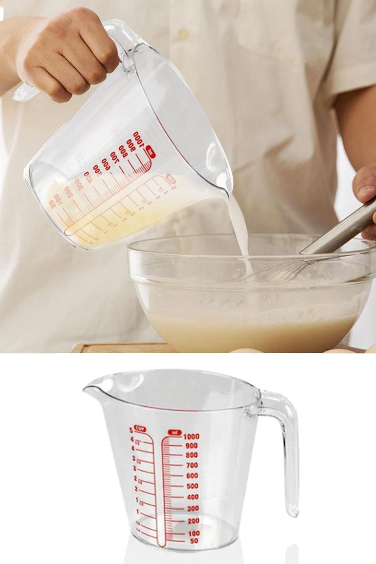Hayveys-1000 ml Transparent Measuring Cup with Handle 4