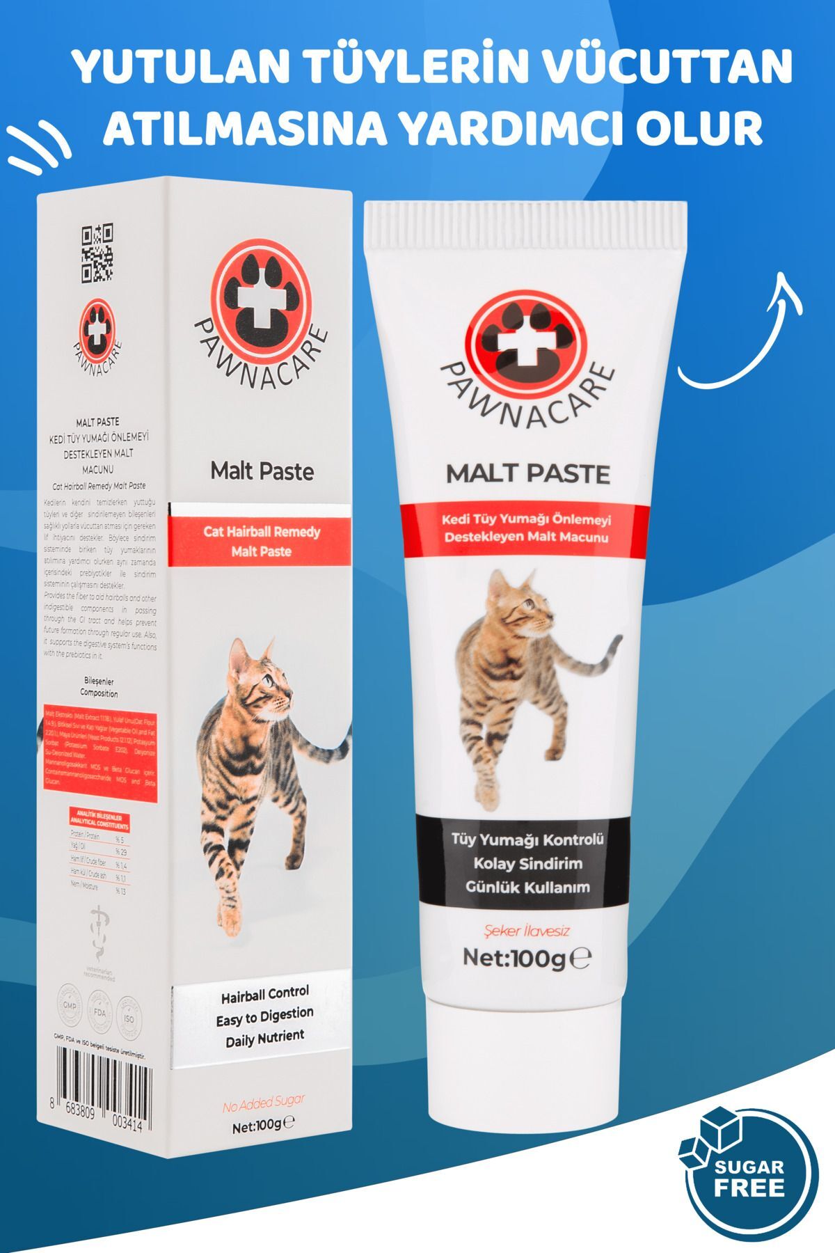 PAWNACARE Malt Paste 100 Gr Kedi Tüy Yumağı Önleyici Malt Macunu