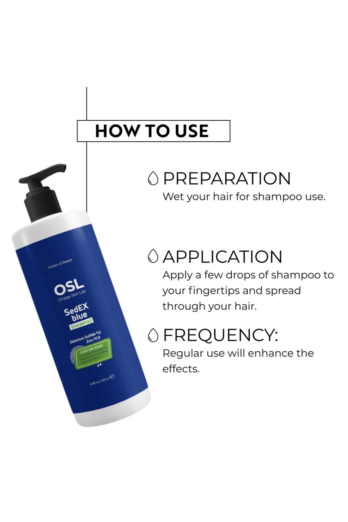OSL Omega Skin Lab-Sedex Shampoo 200ml, Anti-Dandruff Treatment and Itching Relief for Healthy Scalp, 5