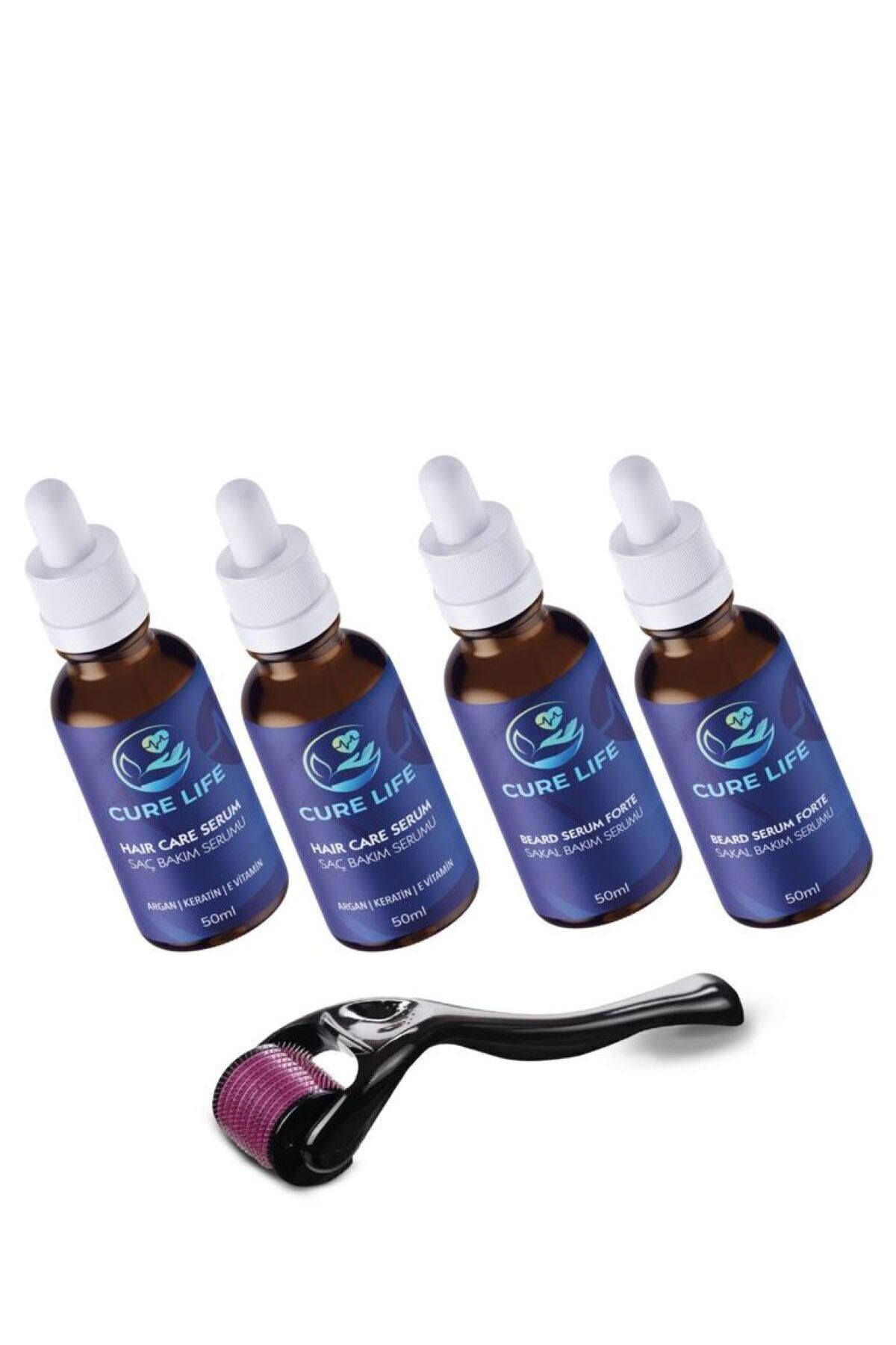 Besleyici, Onarıcı Saç ve Sakal Çıkartıcı 5 Li Set (4 Adet 50 Ml Serum + Dermaroller) — CURE026 — تصویر 2 از 2