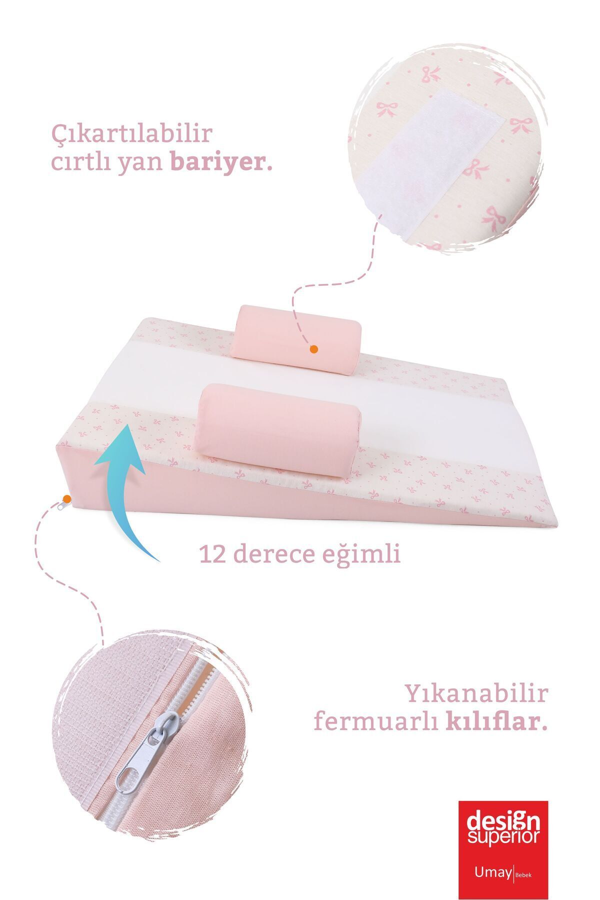 Bebek Reflü Yatağı, Fermuarlı, Yıkanabilir Kılıf, Yatak, Pamuk Kumaş 2