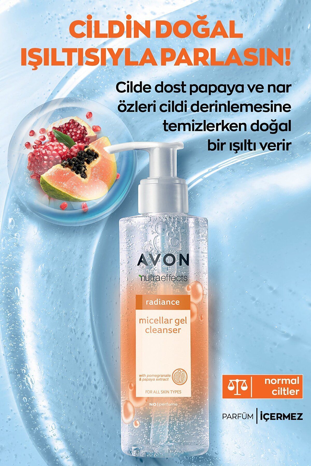 ژل پاک کننده میسلار True Radiance با عصاره انار و پاپایا 195 میلی لیتر. Avon