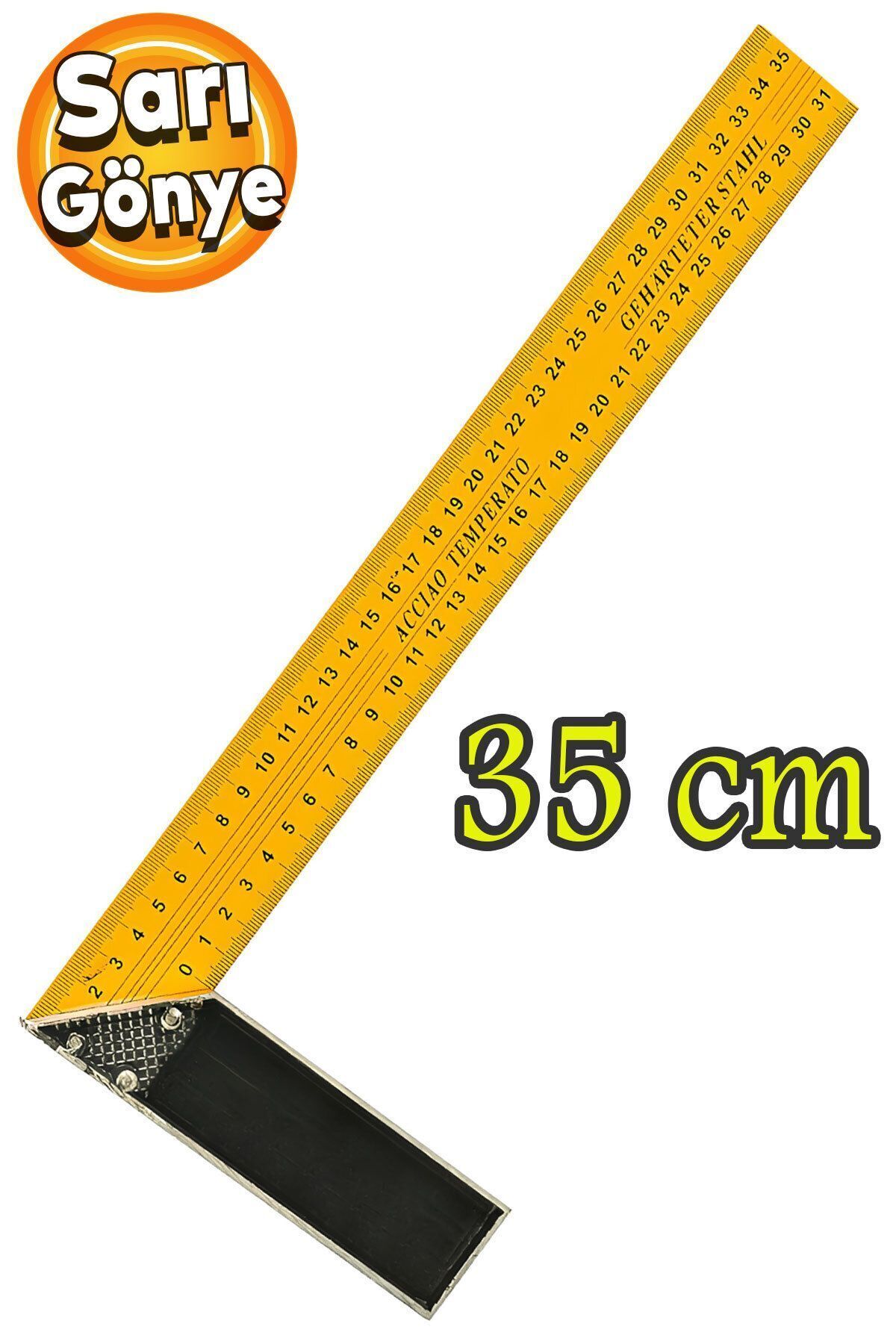 Badem10 Alüminyum L Gönye Sarı Gönye Cetvel Kaynak Kaynakçı Marangoz Gönyesi 350 mm
