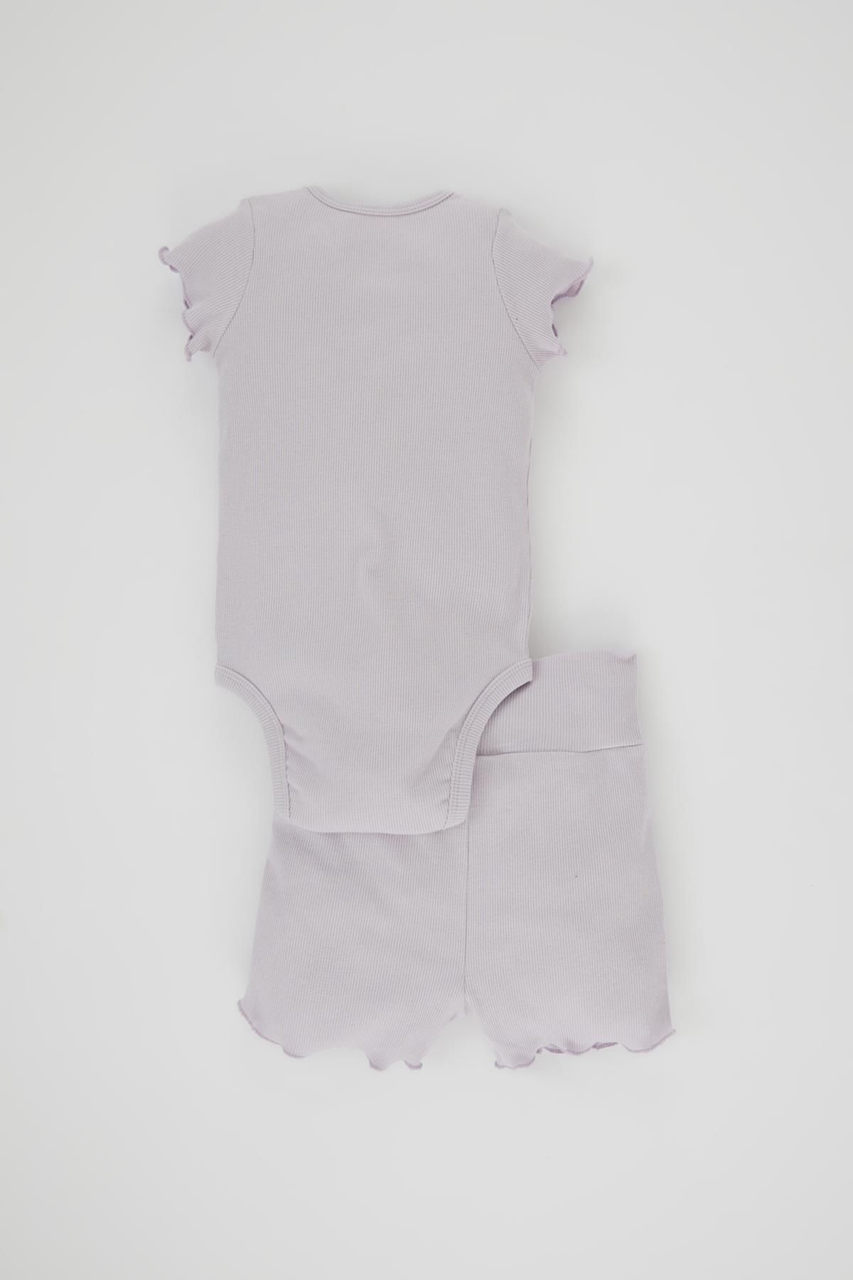 Defacto Kız Bebek Nakışlı Fitilli Kaşkorse Çıtçıtlı Body Şort 2'li Takım Z2765a223sm fotoğrafı 7 (önizleme)