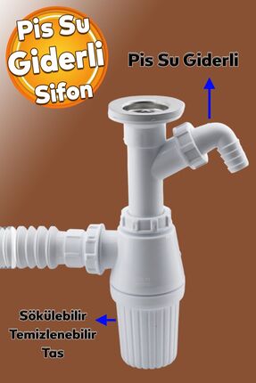 Badem10 Sökülebilir Pis Su Giderli Tas'lı Çift Lavabo Gideri Evye Sifonu Körü...