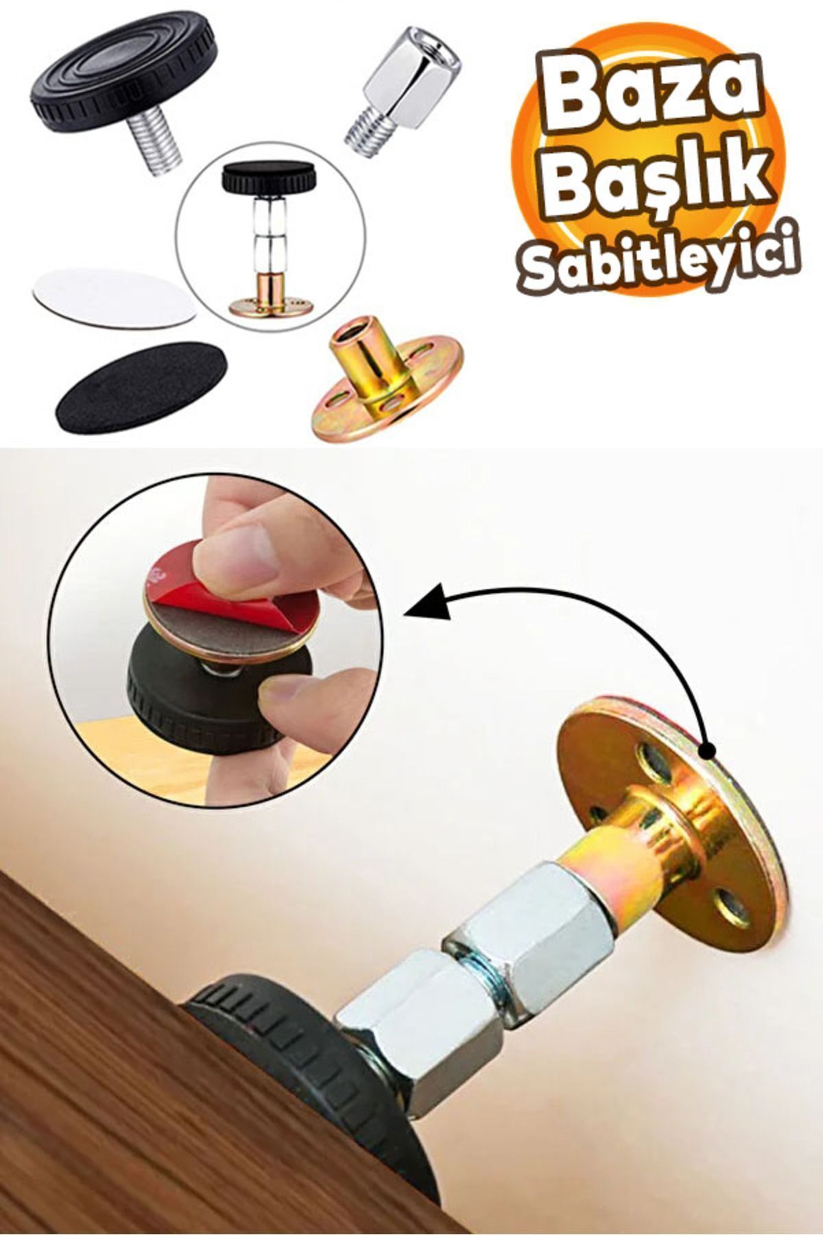 Badem10 Yatak Baza Başlık Başlığı Mobilya Eşya Dolap Sabitleme Aparatı Duvar Sallanma Önleyici Sabitleyici